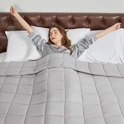 Cymula Weighted Blanket For Adults 15lbs 60"x 80" Queen Size Light Grey Weighted Blankets For 140-180 Lb