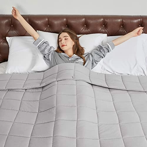 Cymula 15 Lbs Weighted Blanket For Adults 48"x 72" Twin Size Light Grey Weighted Blankets For 140-180 Lb 8 Cymula 15 Lbs Weighted Blanket For Adults 48"x 72" Twin Size Light Grey Weighted Blankets For 140-180 Lb - Image 6