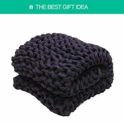 Waowoo Knitted Cooling Weighted Blanket Queen Size Handmade Chunky Knitted Weighted Throw Blanket ( Dark Black, 60"×80" 15 Pounds ) -Electric Blankets Sales Store 41CDGD7wYYL