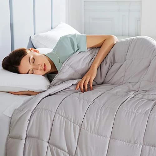 Cymula 15 Lbs Weighted Blanket For Adults 48"x 72" Twin Size Light Grey Weighted Blankets For 140-180 Lb 7 Cymula 15 Lbs Weighted Blanket For Adults 48"x 72" Twin Size Light Grey Weighted Blankets For 140-180 Lb - Image 5