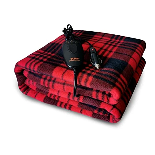 SJC Electric Blanket 60"x 40" Portable Heated Travel Blanket With 3 Heating Setting Fleece Car Blanket,Burgundy&Black Black&burgundy 3 SJC Electric Blanket 60"x 40" Portable Heated Travel Blanket With 3 Heating Setting Fleece Car Blanket,Burgundy&Black Black&burgundy