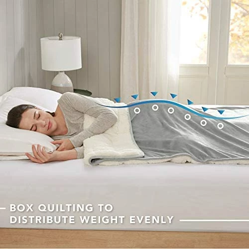 Comfort Spaces Reversible Weighted Blanket Adult-Glass Beads Filling All Season Soft Heavy Wraps-Box Quilted Cozy Warm Bed Cover, 60"x80" / 17lbs, Mink To Microfiber Grey 11 Comfort Spaces Reversible Weighted Blanket Adult-Glass Beads Filling All Season Soft Heavy Wraps-Box Quilted Cozy Warm Bed Cover, 60"x80" / 17lbs, Mink To Microfiber Grey - Image 9