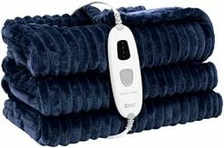 ZONLI Electric Blanket Queen Size，Heated Blanket Throw With 10 Heating Levels And 1-12 Hours Time Settings, Flannel Fast Heating Blanket For Bedroom Office Couch，Machine Washable, Blue, 72 X 84 Inch -Electric Blankets Sales Store 41DdYqmtF6L. AC