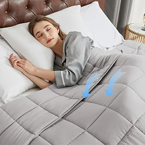 Cymula 15 Lbs Weighted Blanket For Adults 48"x 72" Twin Size Light Grey Weighted Blankets For 140-180 Lb 4 Cymula 15 Lbs Weighted Blanket For Adults 48"x 72" Twin Size Light Grey Weighted Blankets For 140-180 Lb - Image 2