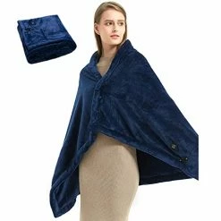 WOOLALA USB Heated Blanket Wrap, Luxury Flannel Wearable Heated Throw Blanket With Buttons Ultra Warm Heating Neck And Shoulders Shawl For Home Office & Outdoor Use, Machine Washable (31.5 * 55in) Gray