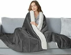 CYMULA Flannel Weighted Blanket Adult: 60×80inch Sherpa Fleece Heavy Blanket - Breathable Soft Blanket 15lbs Queen Size - Snuggly Bed Blankets With Glass Beads- Dark Grey -Electric Blankets Sales Store 41EQkyXHwVL. AC 1