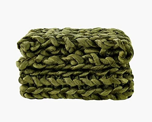 Gravity Blanket Weighted Chunky Knit Blanket, Chunky Hand Knitted Blanket, 9 Lbs Olive 42" X 65", The Original Weighted Blanket For Sleep, Bamboo Fleece Made Breathable Cozy Warm Throw Blanket 4 Gravity Blanket Weighted Chunky Knit Blanket, Chunky Hand Knitted Blanket, 9 Lbs Olive 42" X 65", The Original Weighted Blanket For Sleep, Bamboo Fleece Made Breathable Cozy Warm Throw Blanket - Image 2