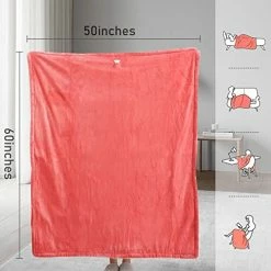 CURECURE Heated Blanket, Electric Throws Lightweight Soft Double-Layer Warming Flannel Plush Blanket, 4 Heat Settings, Fast Heating, 6H Auto-Off, 50" X 60" Pink, Travel Home Office Use, Machine Washable -Electric Blankets Sales Store 41F4h7sliSL