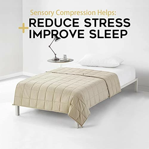 YnM Weighted Blanket — Heavy 100% Oeko-Tex Certified Cotton Material With Premium Glass Beads (Khaki, 48''x72'' 15lbs), Suit For One Person(~140lb) Use On Twin/Full Bed … … 4 YnM Weighted Blanket — Heavy 100% Oeko-Tex Certified Cotton Material With Premium Glass Beads (Khaki, 48''x72'' 15lbs), Suit For One Person(~140lb) Use On Twin/Full Bed … … - Image 2