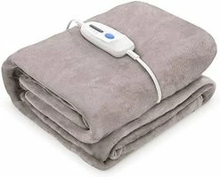 Z3GOGO Electric Blanket Heated Throw 72" X 84" Oversized Flannel Heated Blanket, ETL Certification Fast Heating With 4 Heating Levels & 10 Hours Auto Off, Machine Washable Grey