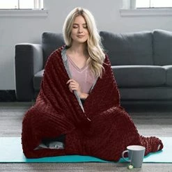 Roore Weighted Blanket (Red, 15 Lb 48"x72") Weighted Blanket With Plush Minky Removable Cover I Weighted With Premium Glass Beads I Adults From 125 To 175 Lb -Electric Blankets Sales Store 41G2PGhbVL. AC