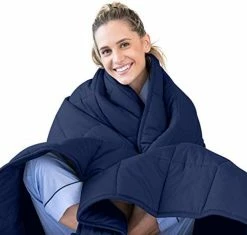Luna Adult Weighted Blanket - Individual Use - 15 Lbs - 60x80 - Queen Size Bed - 100% Oeko-Tex Cooling Cotton & Glass Beads - USA Designed - Heavy Cool Weight - Navy -Electric Blankets Sales Store 41GmnuWQFL. AC