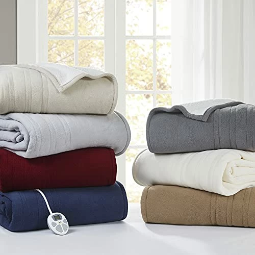 Serta Reversible Fleece To Sherpa Electric Blanket Fast Heating Soft Cover, Safety Auto Shut Off Timer, Low EMF, Multi Heat Setting, ETL Certified, Machine Washable, Stone Brown King (90 In X 100 In) 7 Serta Reversible Fleece To Sherpa Electric Blanket Fast Heating Soft Cover, Safety Auto Shut Off Timer, Low EMF, Multi Heat Setting, ETL Certified, Machine Washable, Stone Brown King (90 In X 100 In) - Image 5