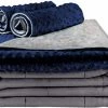 Secura Everyday Luxury Premium Adult Weighted Blanket & Removable Blue Minky Cover & 2 Pillowcases (15 Lbs 48 X 72 Twin Size, 100% Cotton Material With Glass Beads)