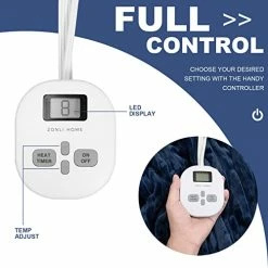 ZONLI Electric Blanket Queen Size，Heated Blanket Throw With 10 Heating Levels And 1-12 Hours Time Settings, Flannel Fast Heating Blanket For Bedroom Office Couch，Machine Washable, Blue, 72 X 84 Inch -Electric Blankets Sales Store 41HoXezey1L