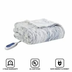 Beautyrest Zuri Reversible Faux Fur To Mink Electric Blanket, Auto Shut Off, Virtually Zero EMF, Multi Heat Setting, UL Certified, Machine Washable, Grey/Blue Throw 50x70 22 Beautyrest Zuri Reversible Faux Fur To Mink Electric Blanket, Auto Shut Off, Virtually Zero EMF, Multi Heat Setting, UL Certified, Machine Washable, Grey/Blue Throw 50x70 -Electric Blankets Sales Store 41IvqXKAuAL