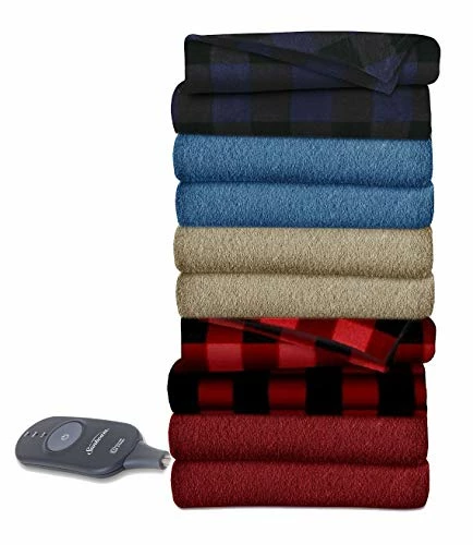 Sunbeam Electric Heated Fleece Throw, 50 X 60, Red/Black Plaid Black Buffalo Plaid 4 Sunbeam Electric Heated Fleece Throw, 50 X 60, Red/Black Plaid Black Buffalo Plaid - Image 2
