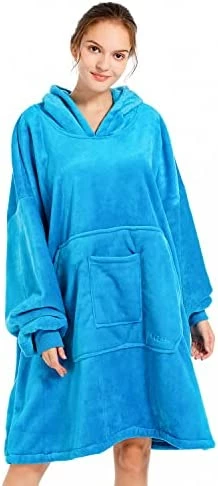 Blanket Hoodie Sweatshirt, Wearable Blanket Oversized Sherpa With Sleeves And Giant Pocket, Cozy Hoodie Warm For Adult Kids White 9 Blanket Hoodie Sweatshirt, Wearable Blanket Oversized Sherpa With Sleeves And Giant Pocket, Cozy Hoodie Warm For Adult Kids White - Image 7