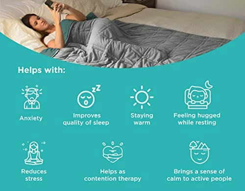 Gentle Living Reversible Heating & Cooling Weighted Blanket With A Soft Minky Side And Cool Bamboo Side - 15 Pound Weighted Blanket Twin Size To Relax And Unwind In The Couch, Bed, And Work (48"x72") 4 Gentle Living Reversible Heating & Cooling Weighted Blanket With A Soft Minky Side And Cool Bamboo Side - 15 Pound Weighted Blanket Twin Size To Relax And Unwind In The Couch, Bed, And Work (48"x72") - Image 2