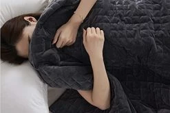 COOLZEN Ultra-Cooling Weighted Blanket 15 Lbs & Removable Cover - Premium Glass Beads - Gray All Season Warm & Cool Cotton/Minky Breathable 60”x80” -Electric Blankets Sales Store 41JnWkikGmL