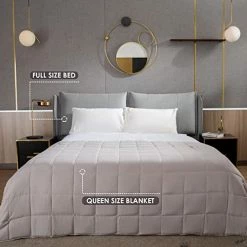 Cymula 15 Lbs Weighted Blanket For Adults 48"x 72" Twin Size Light Grey Weighted Blankets For 140-180 Lb