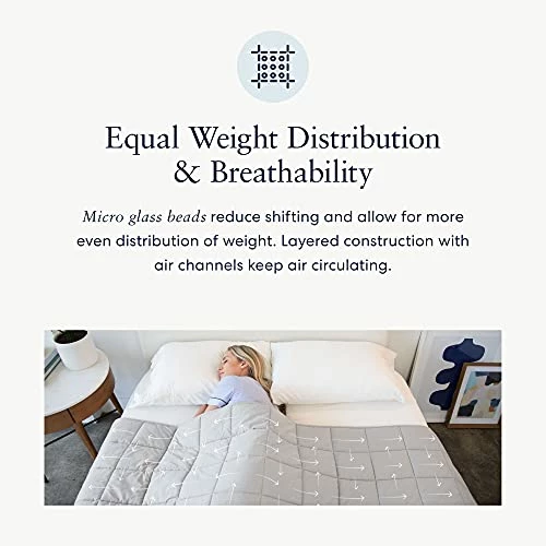 Luna Adult Weighted Blanket - Individual Use - 15 Lbs - 60x80 - Queen Size Bed - 100% Oeko-Tex Cooling Cotton & Glass Beads - USA Designed - Heavy Cool Weight - Light Grey 7 Luna Adult Weighted Blanket - Individual Use - 15 Lbs - 60x80 - Queen Size Bed - 100% Oeko-Tex Cooling Cotton & Glass Beads - USA Designed - Heavy Cool Weight - Light Grey - Image 5