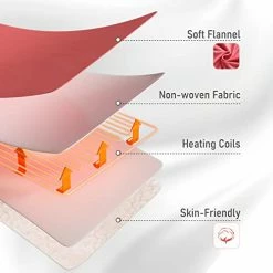 CURECURE Heated Blanket, Electric Throws Lightweight Soft Double-Layer Warming Flannel Plush Blanket, 4 Heat Settings, Fast Heating, 6H Auto-Off, 50" X 60" Pink, Travel Home Office Use, Machine Washable -Electric Blankets Sales Store 41KEkdV9x3L