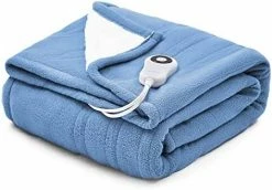 Warm Storm Electric Throw Blanket - 50x60 Inch Soft Light Blue Polar Fleece Sherpa Reversible Heated Blanket With 5 Heat Settings 4 Hours Auto Off, Machine Washable For Couch Home Office -Electric Blankets Sales Store 41KR28sX6zL. AC