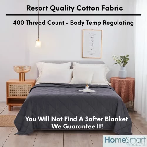 HomeSmart Products King Size Weighted Blanket 20 Lbs By HomeSmart (an American Company) - 400 Thread Count Resort Quality Cotton - 88"x96" White 4 HomeSmart Products King Size Weighted Blanket 20 Lbs By HomeSmart (an American Company) - 400 Thread Count Resort Quality Cotton - 88"x96" White - Image 2