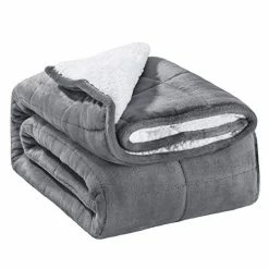 Sivio Sherpa Fleece Weighted Blanket For Adult, 15 Lbs Heavy Fuzzy Throw Blanket With Soft Plush Flannel, Reversible Full-Size Super Soft Extra Warm Cozy Fluffy Blanket, 60 X 80 Inches, Grey Dual Sided Navy Blue