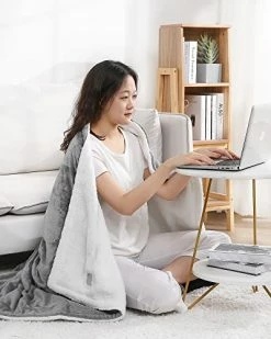 CURECURE Electric Blanket 50" X 60" Heated Throw Flannel & Sherpa Fast Heating Blanket With 6 Heating Levels & 5 Hours Auto Off, Home Office Use, Gray & White 11 CURECURE Electric Blanket 50" X 60" Heated Throw Flannel & Sherpa Fast Heating Blanket With 6 Heating Levels & 5 Hours Auto Off, Home Office Use, Gray & White -Electric Blankets Sales Store 41LqAsM96vL