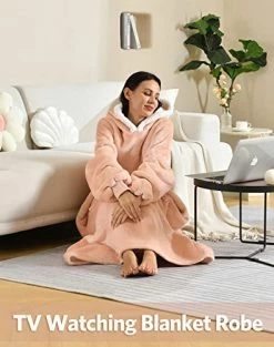 Oversized Wearable Blanket Hoodie,Unisex Thick Blanket Hoodie Sweatshirt,Cozy Giant Fleece Lounging Blanket For Adult Navy Blue -Electric Blankets Sales Store 41MTbUwos5L