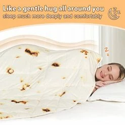 Aucern Burrito Weighted Blanket 71 Inches 15 Lbs For Adult And Kids, Tortilla Heavy Blanket With Velvet Material And Glass Beads, Food Taco Blanket Funny Gift For Women And Men, Bed Blankets, Beige -Electric Blankets Sales Store 41NHG3LuxlL
