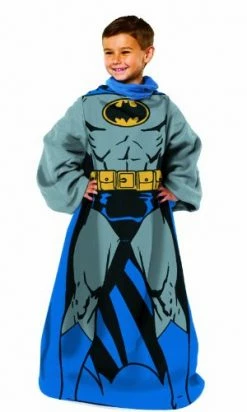 Northwest Comfy Throw Blanket With Sleeves, Youth - 48 X 48 Inches, Batman Grey