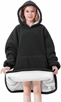 FestiCorp Oversized Cozy Blanket Hoodie For Men And Women - Soft And Warm Sherpa Wearable Sweatshirt Blankets, Double Layer Blanket Sweater With Giant Sleeves, Hood And Pocket For Gifts, Dark Gray -Electric Blankets Sales Store 41NRgRP4YWL. AC