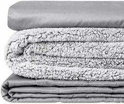 YnM Weighted Blanket And Duvet Covers — Hot And Cold Duvet Cover Set (3 Pieces) — (Teddy Bear Velvet Navy, 48''x78'' 18lbs), Suit For One Person(~170lb) Use On Twin/Full Bed -Electric Blankets Sales Store 41OcSrBxZUL. AC