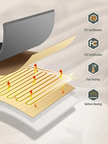 CURECURE Electric Heated Blanket 50" X 60" Soft Heated Throw For Couch, Flannel & Sherpa Reversible, Fast Heating With 6 Temperature Levels & 8hrs Auto Off, Machine Washable And ETL Certification Blue 4 CURECURE Electric Heated Blanket 50" X 60" Soft Heated Throw For Couch, Flannel & Sherpa Reversible, Fast Heating With 6 Temperature Levels & 8hrs Auto Off, Machine Washable And ETL Certification Blue - Image 2