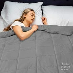 BROOKSTONE Innovations Cooling Weighted Blanket - Machine Washable Removeable Quilted Cooling Zip Off Cover - Measures 48 In. X 72 In. - 12 Pound Weight - Dark Grey 13 BROOKSTONE Innovations Cooling Weighted Blanket - Machine Washable Removeable Quilted Cooling Zip Off Cover - Measures 48 In. X 72 In. - 12 Pound Weight - Dark Grey -Electric Blankets Sales Store 41RQypNMQkL
