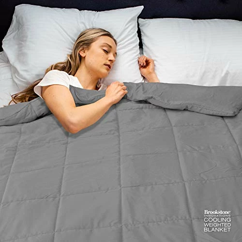 BROOKSTONE Innovations Cooling Weighted Blanket - Machine Washable Removeable Quilted Cooling Zip Off Cover - Measures 48 In. X 72 In. - 12 Pound Weight - Dark Grey 4 BROOKSTONE Innovations Cooling Weighted Blanket - Machine Washable Removeable Quilted Cooling Zip Off Cover - Measures 48 In. X 72 In. - 12 Pound Weight - Dark Grey - Image 2