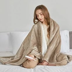 JKMAX Heated Blanket Throw Blanket For Couch, 50" X 60" Electric Throw Blanket, Heating Blanket With 5 Heating Levels & 4 Hours Auto Off, Soft Fleece Blanket | Machine Washable | ETL Certified (Grey) Beige -Electric Blankets Sales Store 41S65Tm4znL. AC 1