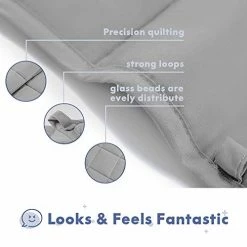 Ourea Adult Weighted Blankets 20 Lbs (60"x 80", Queen Size) With Natural Glass Beads, Light Grey/Navy Blue -Electric Blankets Sales Store 41SeSuDxuPL