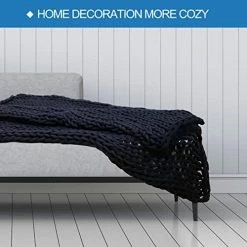 Waowoo Knitted Weighted Blanket Twin Size Handmade Chunky Knitted Weighted Throw Blanket For Sleep Or Home Décor（Dark Black, 48"×72" 12 Pounds -Electric Blankets Sales Store 41TI4tZ4CBL 1