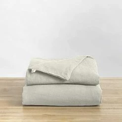 Natural Linen Duvet Cover From Baloo, Removable Cover For Weighted Blankets - Soft, Premium, Breathable French Linen, 42x72 Inches, Oatmeal