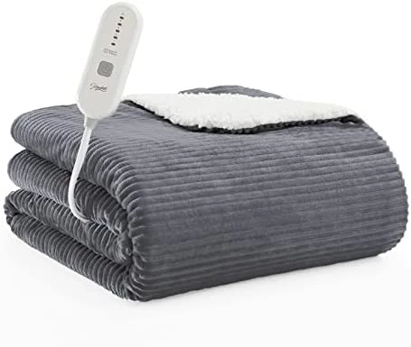 Homemate Heated Blanket Electric Throw - 50"x60" Heating Blanket Throw 4 Hours Auto-Off 5 Heat Levels Heat Blanket Over-Heat Protection Soft Flannel Sherpa Heater Blanket Electric ETL Certification Navy Blue 8 Homemate Heated Blanket Electric Throw - 50"x60" Heating Blanket Throw 4 Hours Auto-Off 5 Heat Levels Heat Blanket Over-Heat Protection Soft Flannel Sherpa Heater Blanket Electric ETL Certification Navy Blue - Image 6