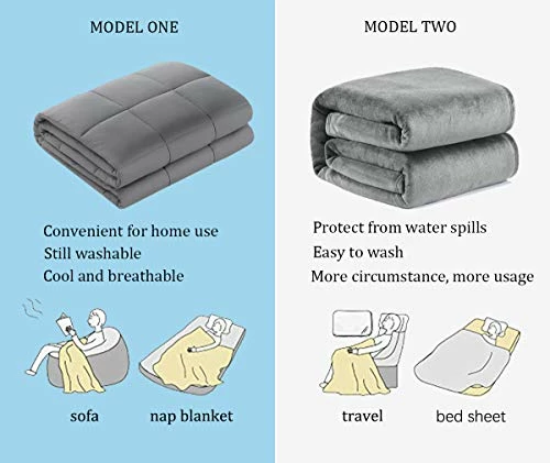 Roomate Weighted Blanket & Removable Cover - Resist Water Spills, 2 Models For Kids And Adults - Cool Breathable Inner & Ultra-Soft Minky Fleece Cover , Grey, 60''80''- 20LB 4 Roomate Weighted Blanket & Removable Cover - Resist Water Spills, 2 Models For Kids And Adults - Cool Breathable Inner & Ultra-Soft Minky Fleece Cover , Grey, 60''80''- 20LB - Image 2