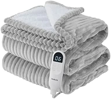 Bedsure Heated Blanket Electric Throw - Soft Ribbed Fleece Fast Heating Electric Blanket With 6 Heating Levels & 4 Time Settings, 3 Hours Auto-Off (50×60 Inches, Dark Grey) 17 Bedsure Heated Blanket Electric Throw - Soft Ribbed Fleece Fast Heating Electric Blanket With 6 Heating Levels & 4 Time Settings, 3 Hours Auto-Off (50×60 Inches, Dark Grey) - Image 15