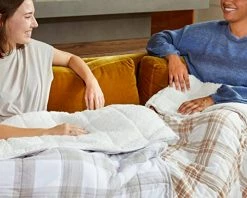 Gravity Blanket Sherpa Weighted Blanket, 10 Lbs Light Grey Plaid 48" X 66", The Original Weighted Blanket For Sleep, Brushed Flannel Sherpa Blanket, Cotton Made Breathable Throw Blanket -Electric Blankets Sales Store 41U2Z1nelTL