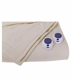 Perfect Fit SoftHeat | Luxury Micro-Fleece Heated Electric Warming Blanket With Safe & Warm Low-Voltage Technology, Queen, Natural