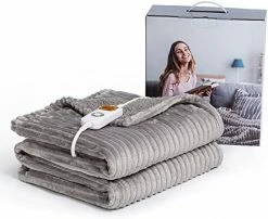 Pawque Heated Blanket Electric Throw, Soft Sherpa & Flannel Electric Blanket Reversible, 10 Heat Settings & 10Hrs Timer Auto Off Christmas Blanket, Fast Heating Machine Washable, 50" X 60" Dark Grey -Electric Blankets Sales Store 41UW3pyYOQL. AC