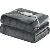 TLGREEN Electric Heated Blanket Throw 50"x 60", Double-Layer Flannel Electric Blanket Heated Throw With 6 Heating Levels, 3 Hours Auto-Off, Machine Washable, Fast Heating Blanket, ETL & UL Certified, Grey